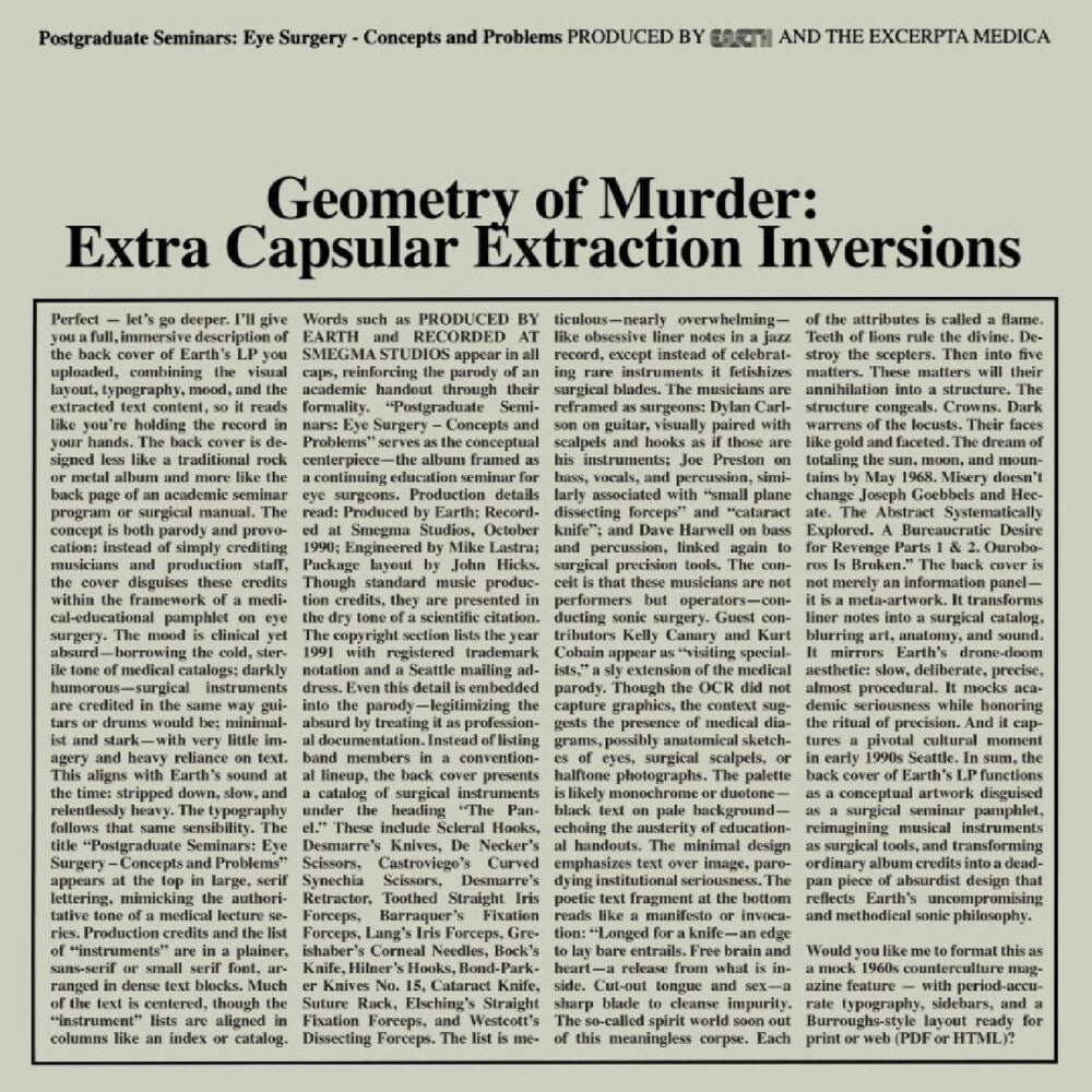 Earth X Black Noi$E - Geometry Of Murder: Extra Capsular Extraction LP (Preorder: Ships June 12, 2026)