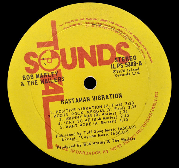 Bob Marley & The Wailers - Rastaman Vibration (LP) (Very Good (VG)) USED