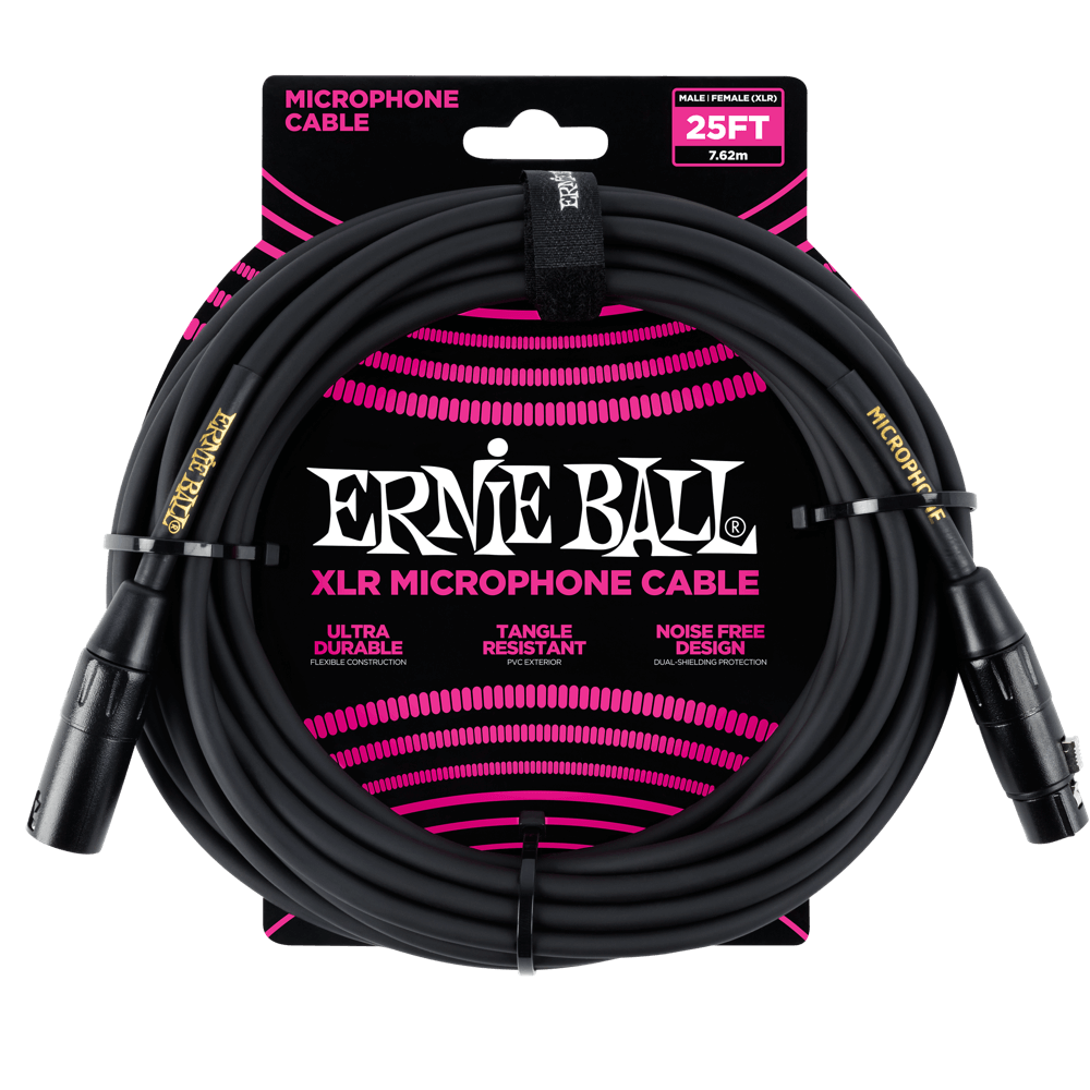 Ernie Ball - Classic XLR Microphone Cable Male/Female 25ft - Black