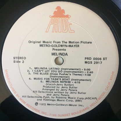 Jerry Butler And Jerry Peters - Melinda (Original Music From The Motion Picture) (LP) (Mint (M)) USED