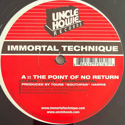 Immortal Technique - The Point Of No Return / Internally Bleeding / Caught In A Hustle (12") (Very Good Plus (VG+)) USED
