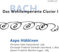 Aapo Hakkinen - Das Wohltemperierte Clavier I CD