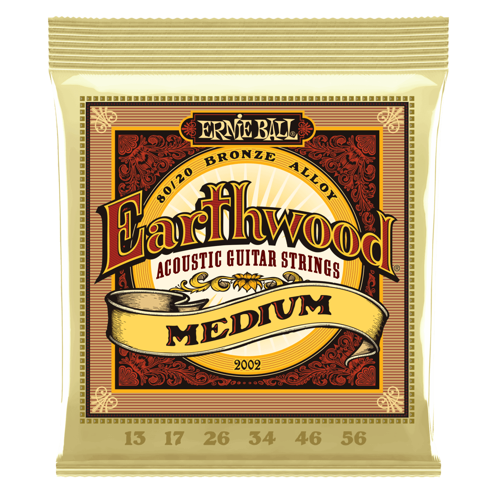 Ernie Ball - Medium Earthwood 80/20 Bronze Acoustic Guitar Strings 13-56 Gauge