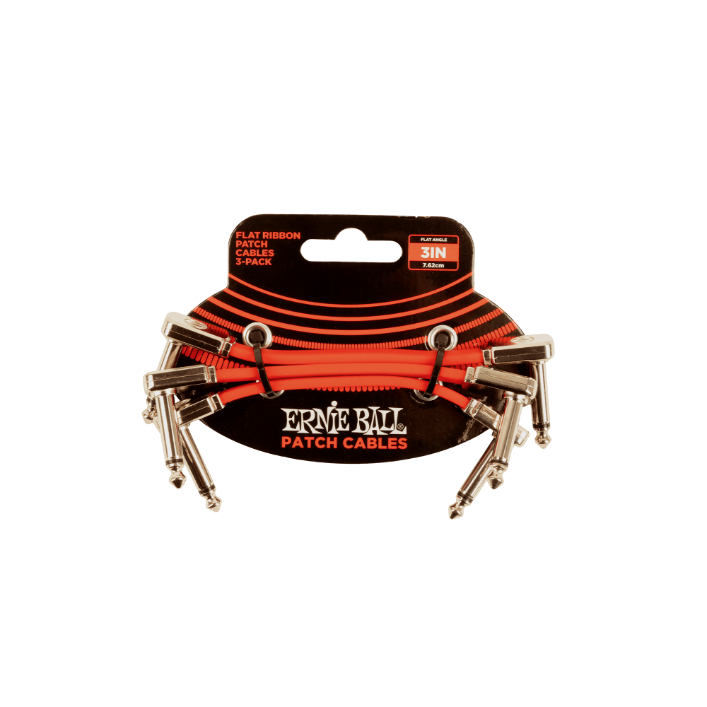 Ernie Ball - Flat Ribbon Patch Cable 3in - Red - 3 Pack