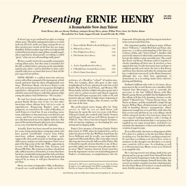 Ernie Henry - Presenting LP (Limited Edition, 180g, Remastered, Mono, Jazz Workshop)