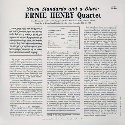 Ernie Henry Quartet - Seven Standards And A Blues LP (Mono, 180g, Remastered, Limited Edition, Jazz Workshop)