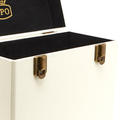 GPO Retro SWB18CT 12" Vinyl Record Case 35 Cnt Capacity Removable Lid - Cream / Tan