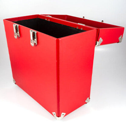 GPO Retro SWB18RED 12" Vinyl Record Case 35 Count Capacity with Removable Lid - Red